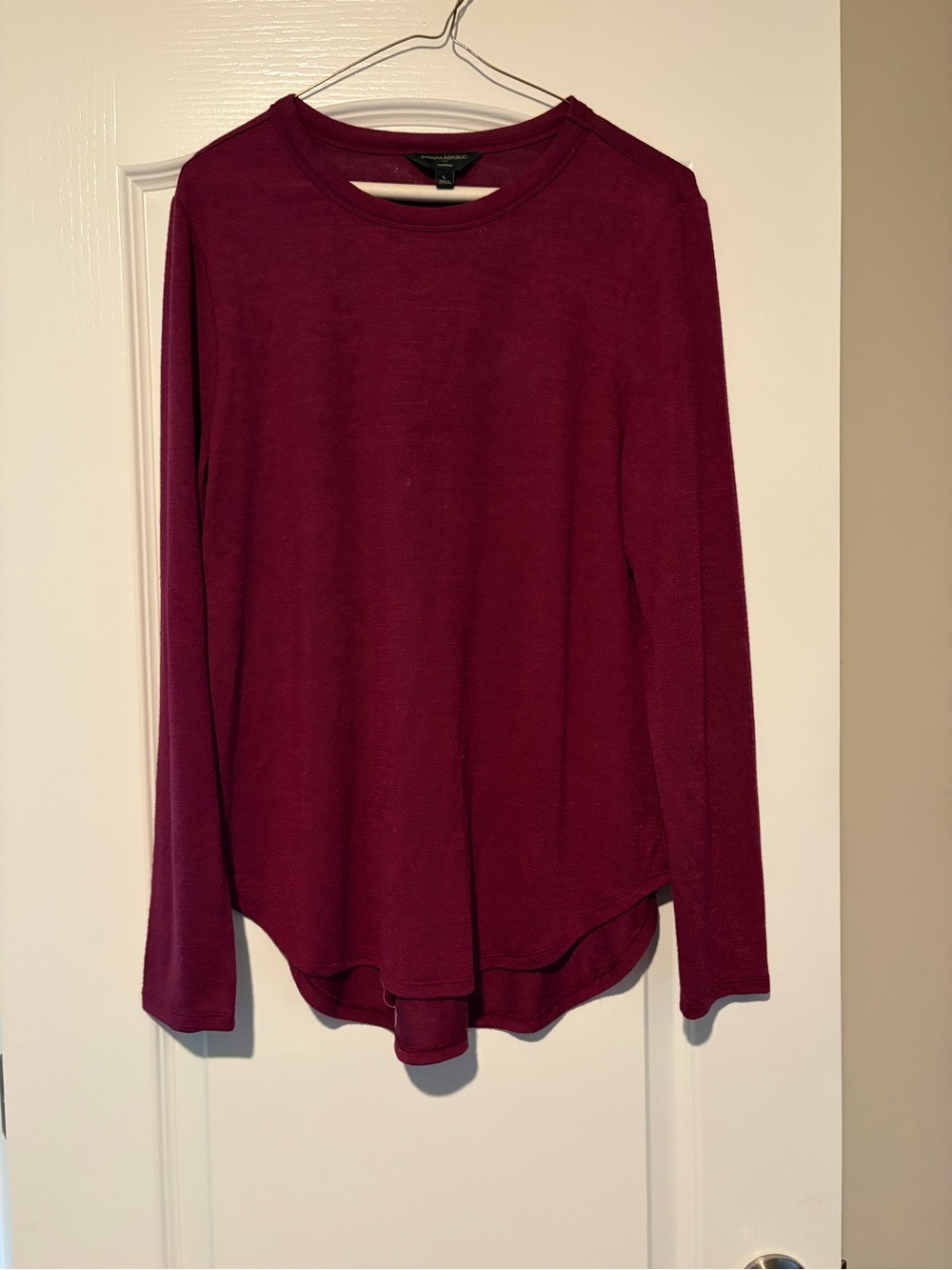 Banana Republic Long-Sleeve Crewneck Top in Burgundy